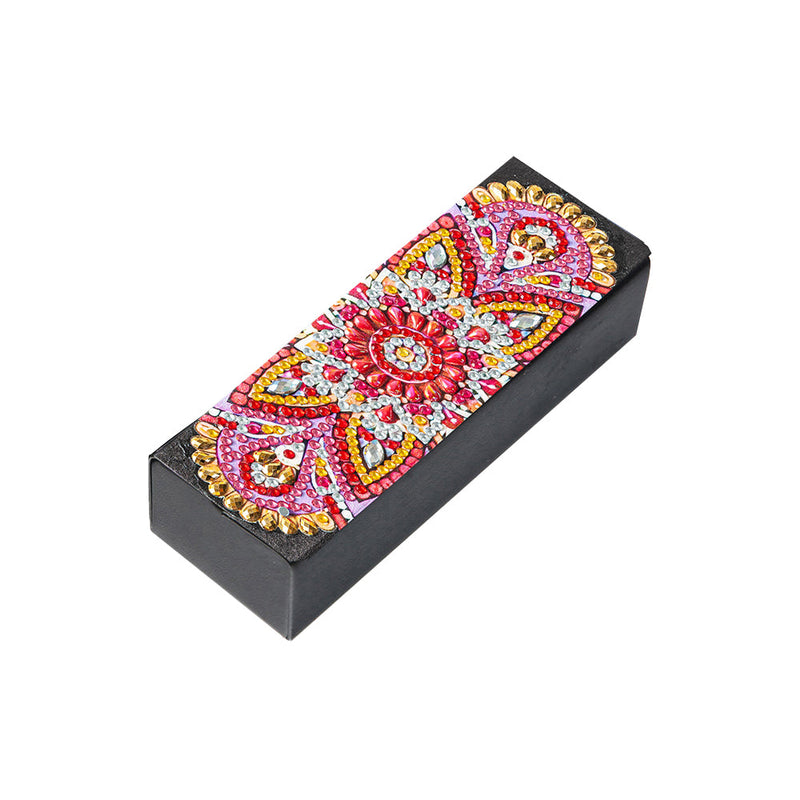 Rotes Mandala Leder Brillenetui Diamond Painting