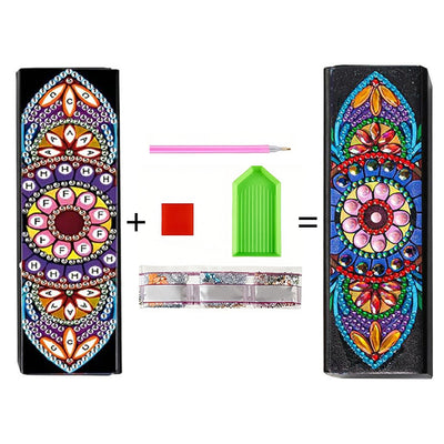 Gänseblümchen Mandala Leder Brillenetui Diamond Painting