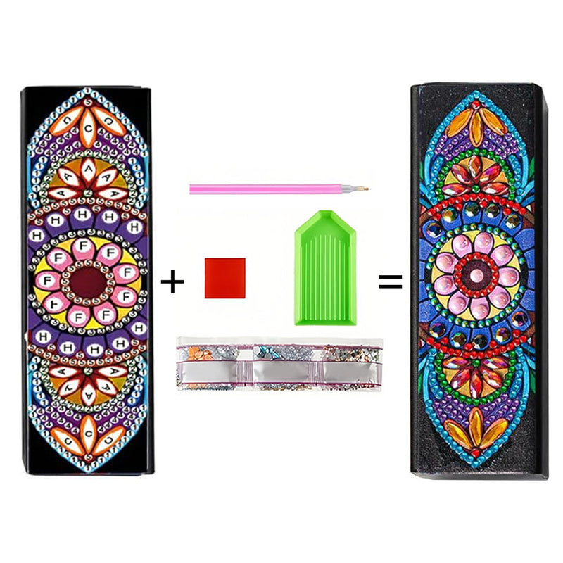 Gänseblümchen Mandala Leder Brillenetui Diamond Painting