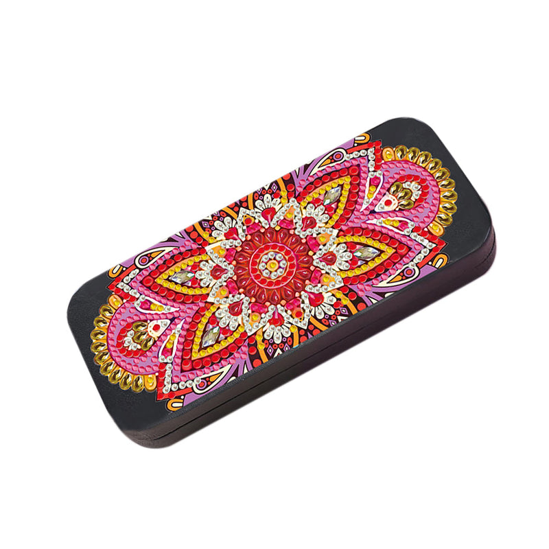 Rotes Mandala Leder Brillenetui Diamond Painting