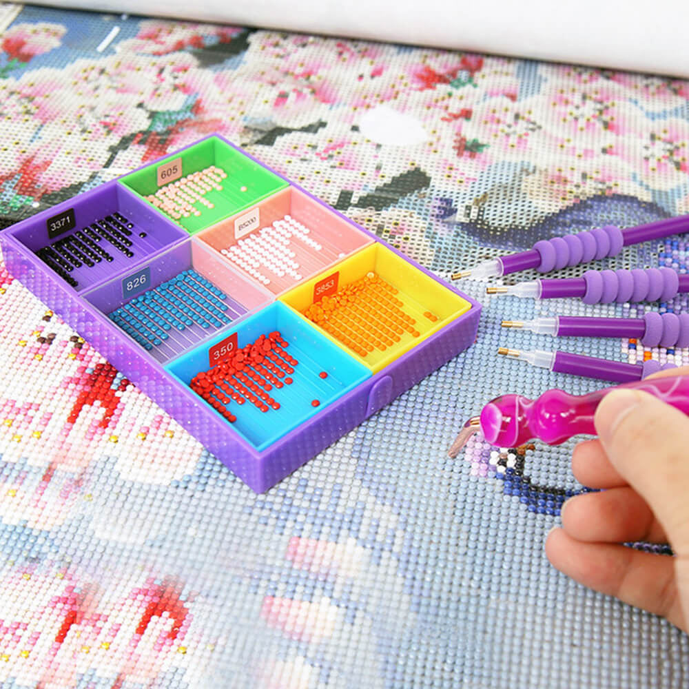 🔥NEU🔥Multifunktionales 6-fach-Diamantsortierfach mit Stiftsets