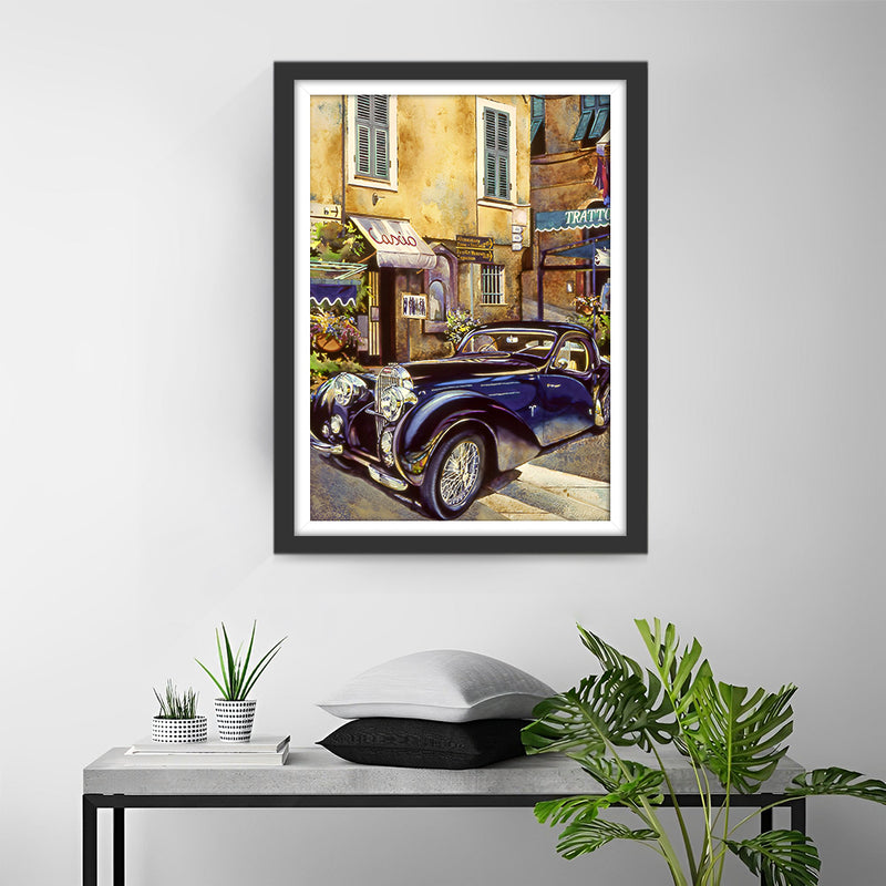 Schwarzer klassischer Retro-Wagen Diamond Painting