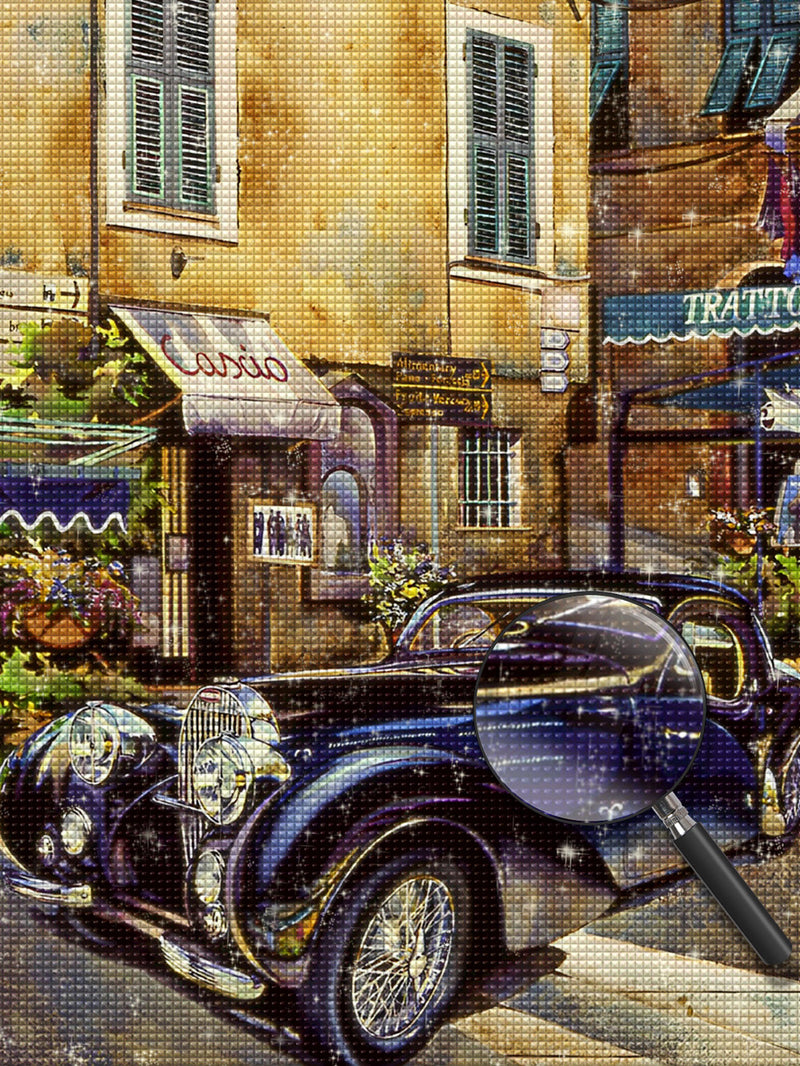 Schwarzer klassischer Retro-Wagen Diamond Painting