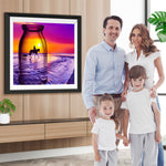 Abendsonne und Reiter in der Glasflasche Diamond Painting