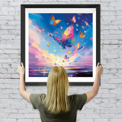 Abstrakt Bunte Schmetterlinge und Meer Diamond Painting