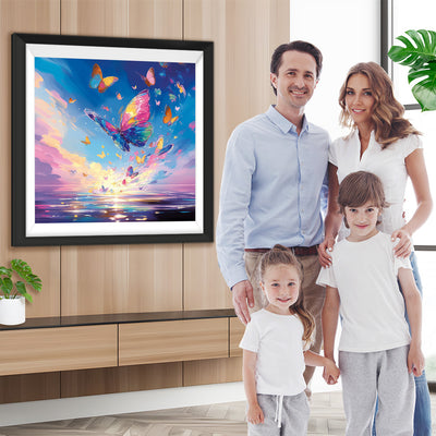 Abstrakt Bunte Schmetterlinge und Meer Diamond Painting