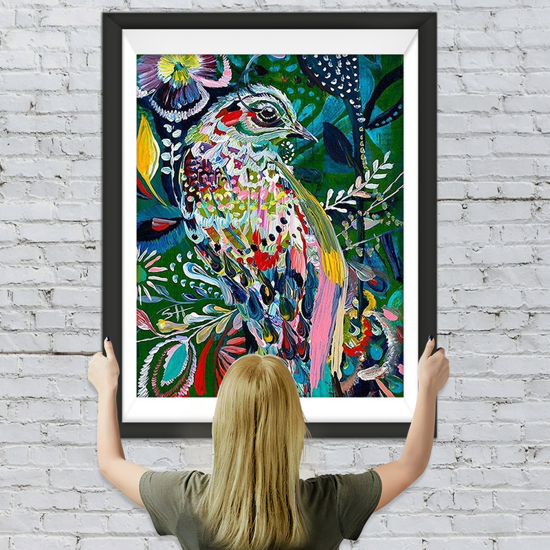 Abstrakt gemalter Vogel Diamond Painting