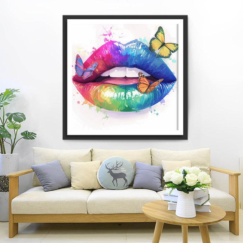 Abstrakte Bunte Lippen Diamond Painting