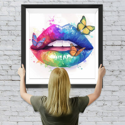 Abstrakte Bunte Lippen Diamond Painting