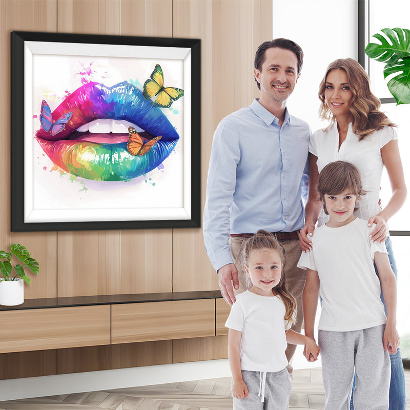 Abstrakte Bunte Lippen Diamond Painting