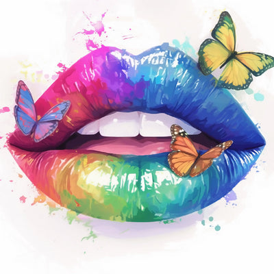 Abstrakte Bunte Lippen Diamond Painting