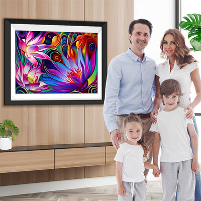 Abstrakte bunte Lotusblumen Diamond Painting