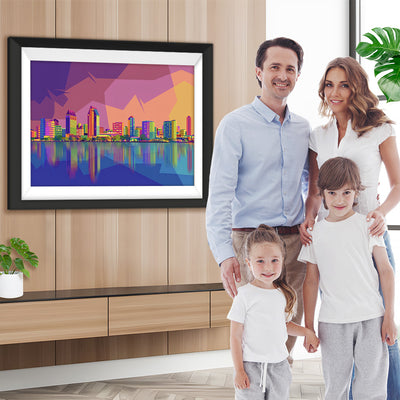 Abstrakte bunte Stadt Diamond Painting