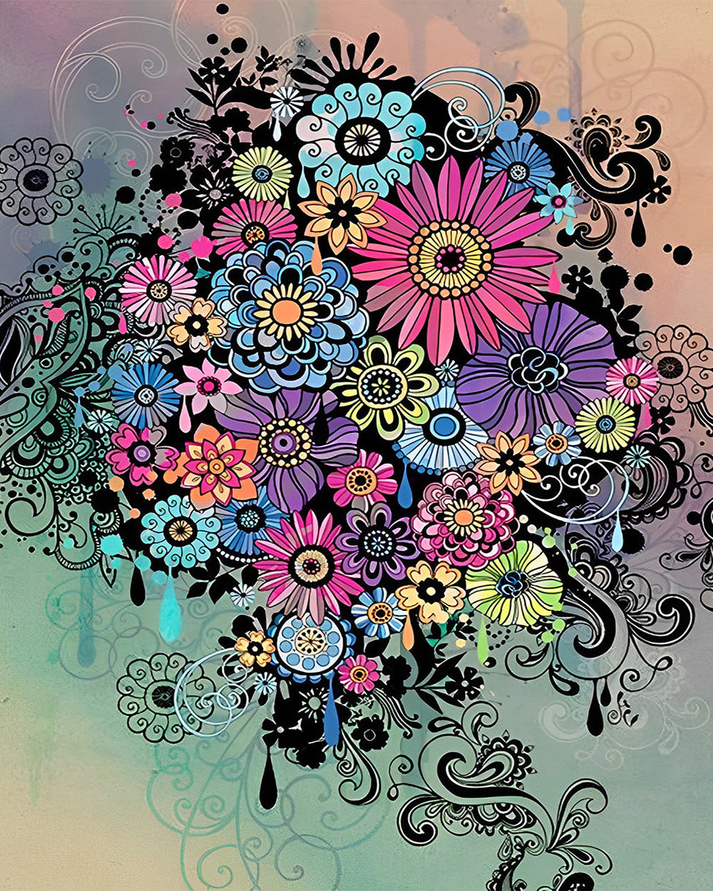 Abstrakte Chrysantheme Diamond Painting