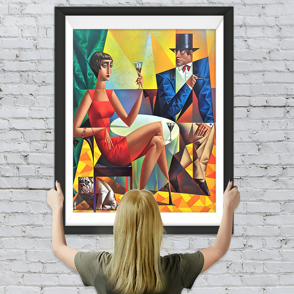 Abstrakte Figuren und Hund Diamond Painting