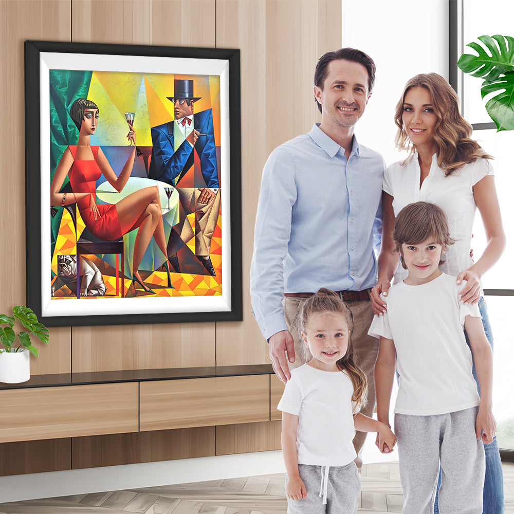 Abstrakte Figuren und Hund Diamond Painting