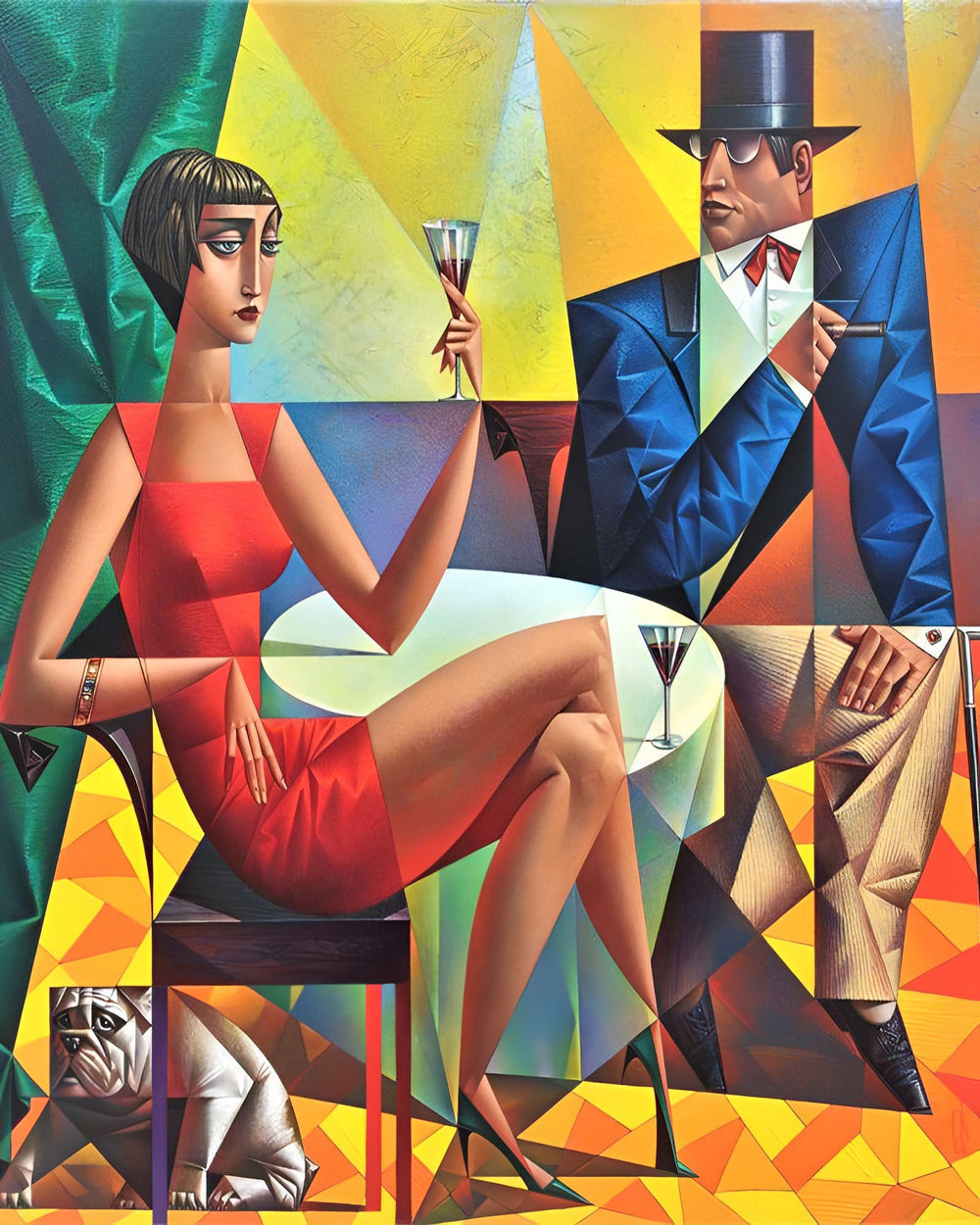 Abstrakte Figuren und Hund Diamond Painting