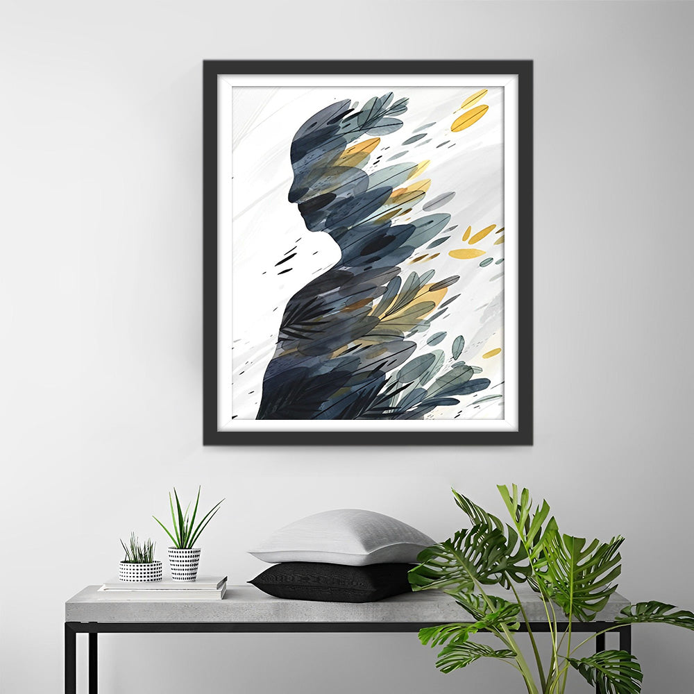 Abstrakte Frau aus Blättern Diamond Painting