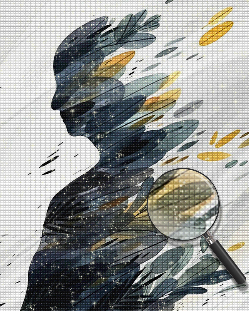 Abstrakte Frau aus Blättern Diamond Painting