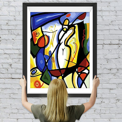 Abstrakte Frau beim Golfspielen im Picasso-Stil Diamond Painting