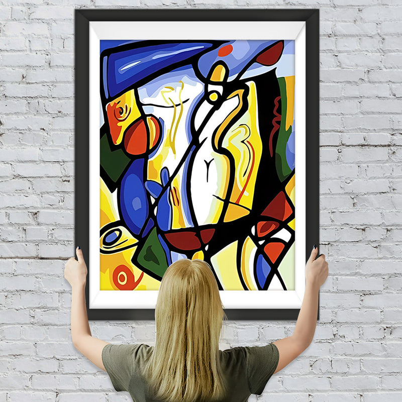 Abstrakte Frau beim Golfspielen im Picasso-Stil Diamond Painting
