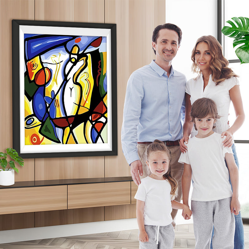 Abstrakte Frau beim Golfspielen im Picasso-Stil Diamond Painting