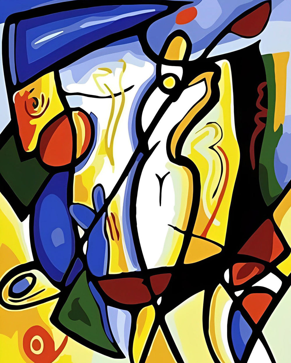 Abstrakte Frau beim Golfspielen im Picasso-Stil Diamond Painting