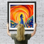 Abstrakte Frau im blauen Kleid Diamond Painting