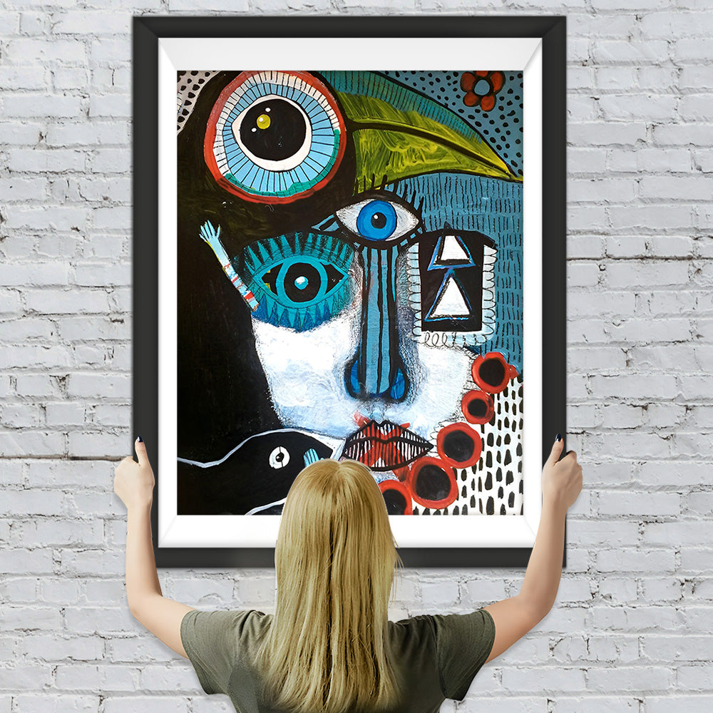 Abstrakte Frau und Tukan Diamond Painting