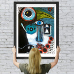 Abstrakte Frau und Tukan Diamond Painting