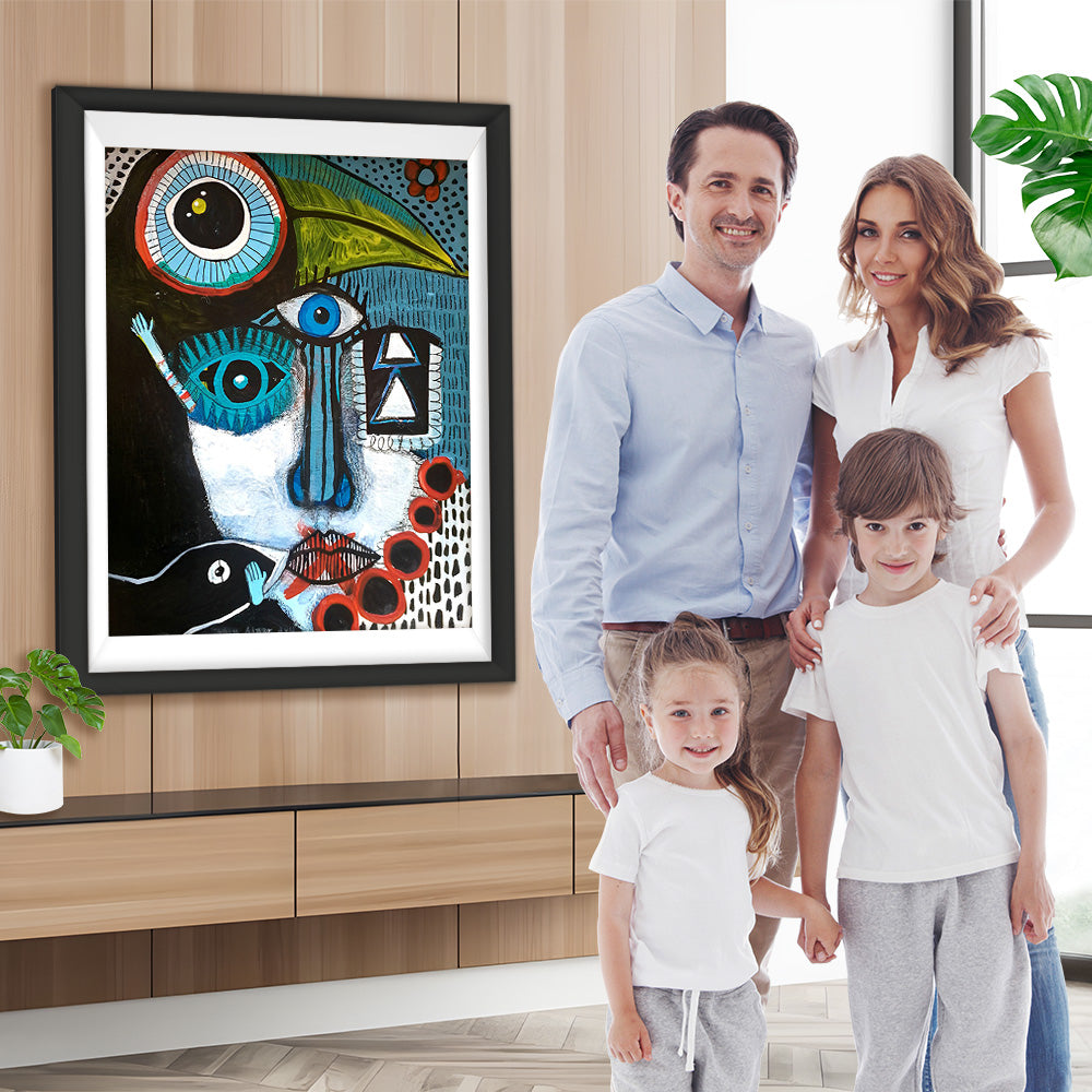 Abstrakte Frau und Tukan Diamond Painting