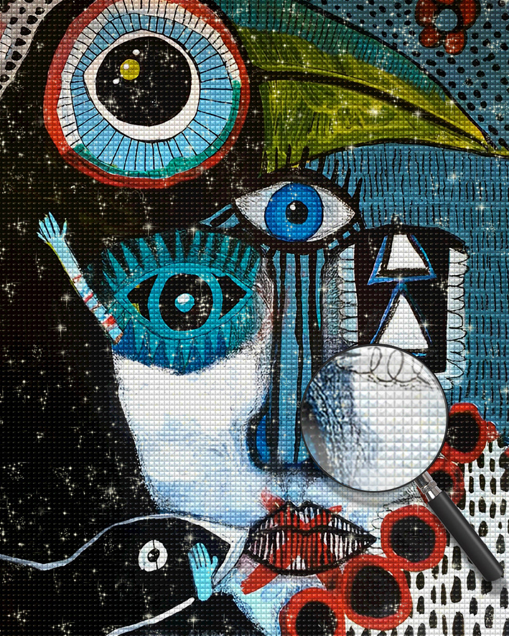 Abstrakte Frau und Tukan Diamond Painting