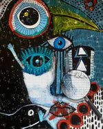 Abstrakte Frau und Tukan Diamond Painting