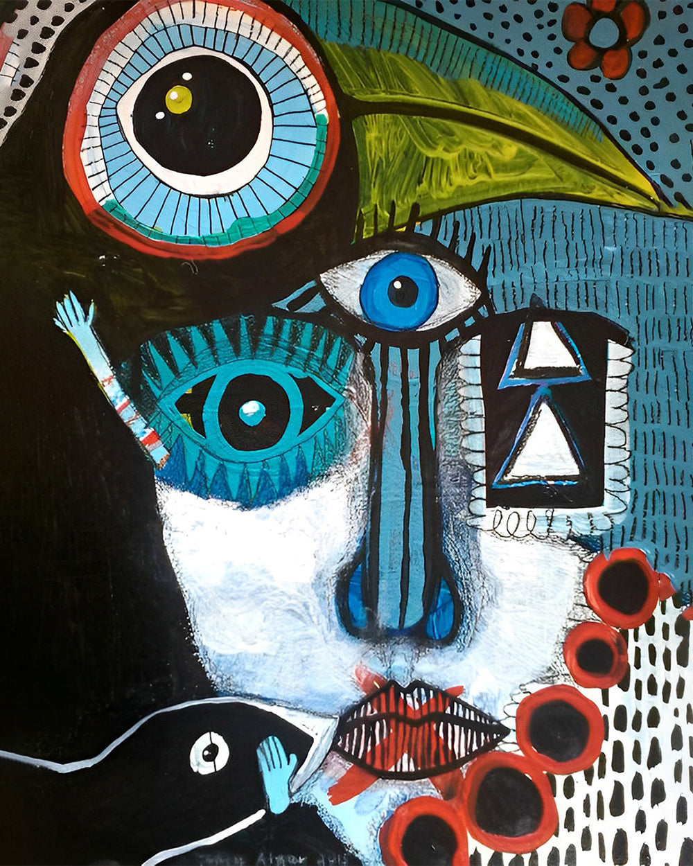 Abstrakte Frau und Tukan Diamond Painting