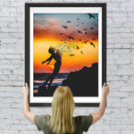 Abstrakte Frau und Vögel Diamond Painting