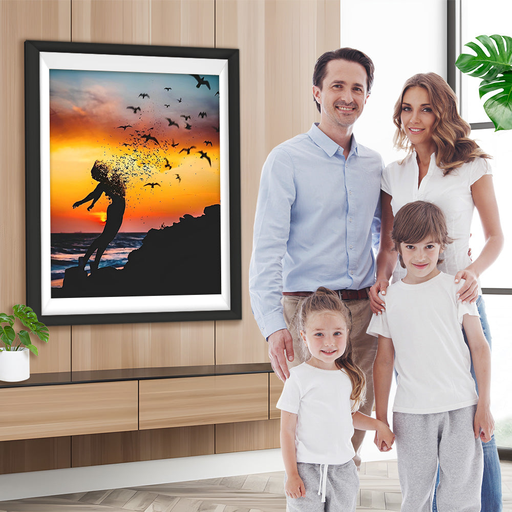 Abstrakte Frau und Vögel Diamond Painting