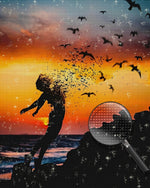 Abstrakte Frau und Vögel Diamond Painting