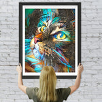 Abstrakte grüne und goldene Katze Diamond Painting