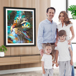 Abstrakte grüne und goldene Katze Diamond Painting