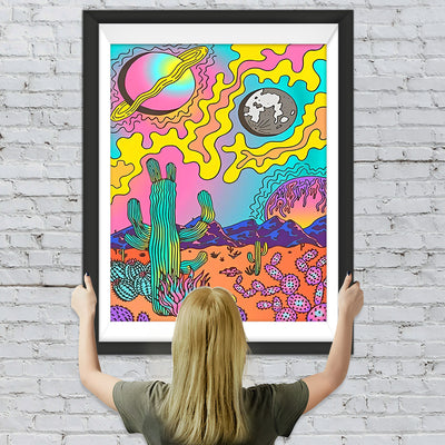 Abstrakte Kakteen und Planeten Diamond Painting