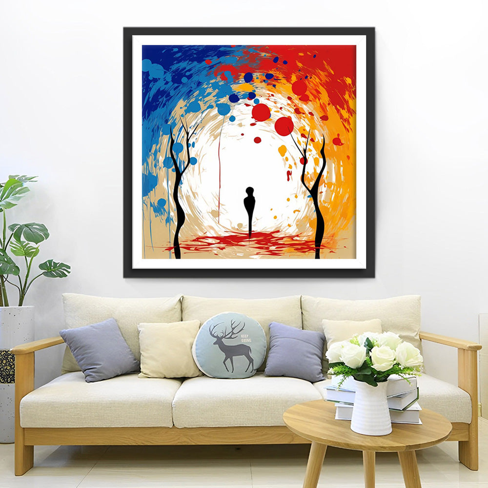Abstrakte Menschen und Bäume Diamond Painting