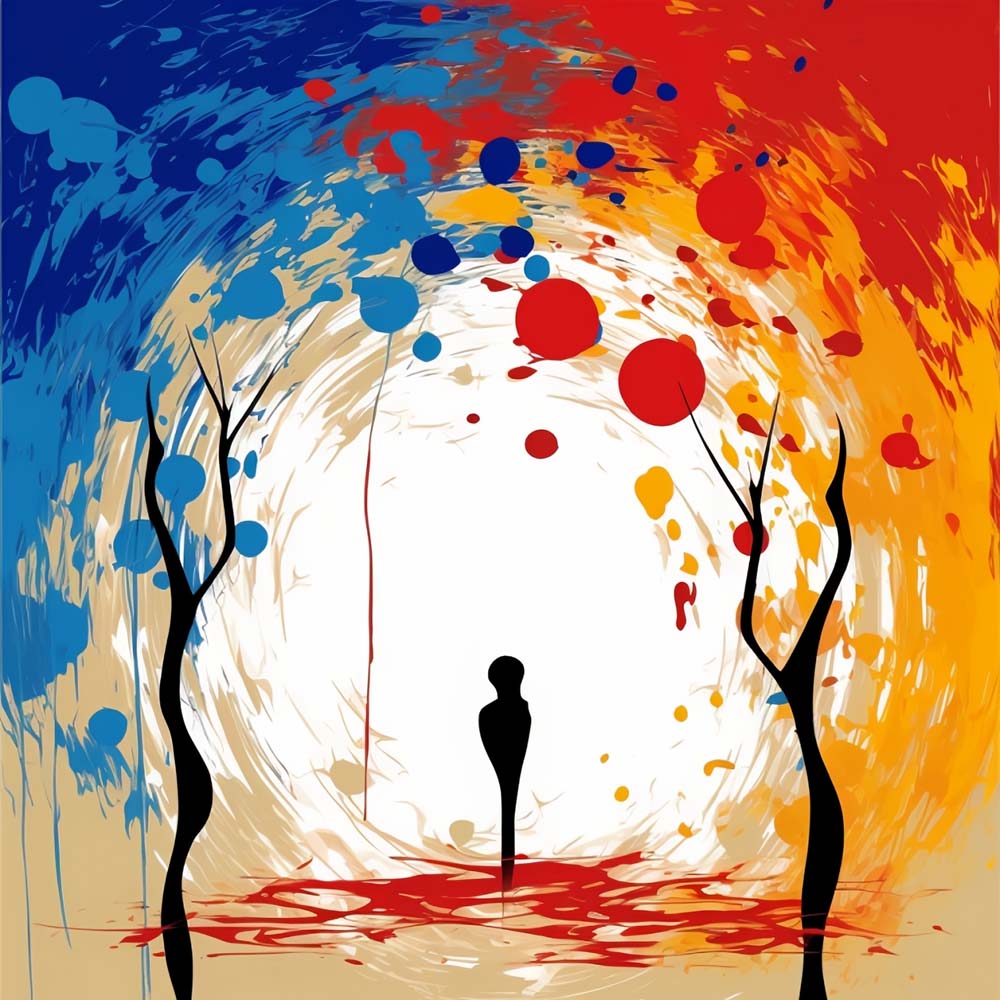 Abstrakte Menschen und Bäume Diamond Painting