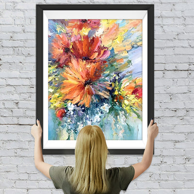 Abstrakte orangefarbene Chrysanthemen Diamond Painting