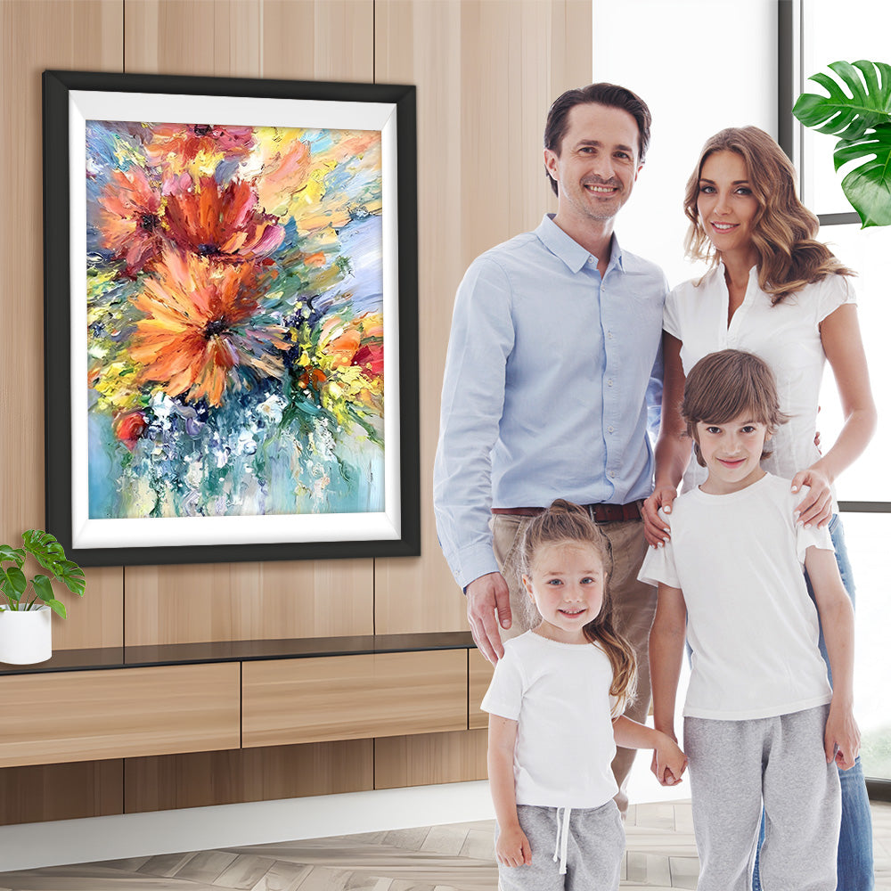 Abstrakte orangefarbene Chrysanthemen Diamond Painting