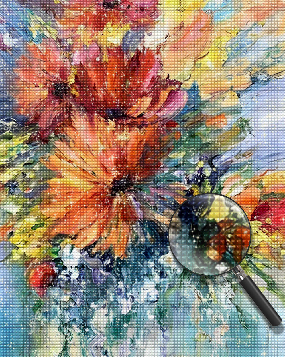 Abstrakte orangefarbene Chrysanthemen Diamond Painting