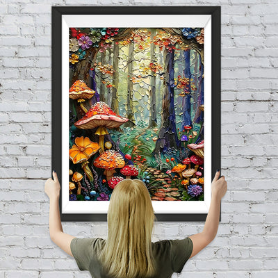 Abstrakte Pilze und Blumen im Wald Diamond Painting