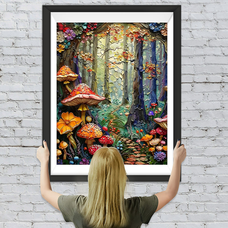 Abstrakte Pilze und Blumen im Wald Diamond Painting