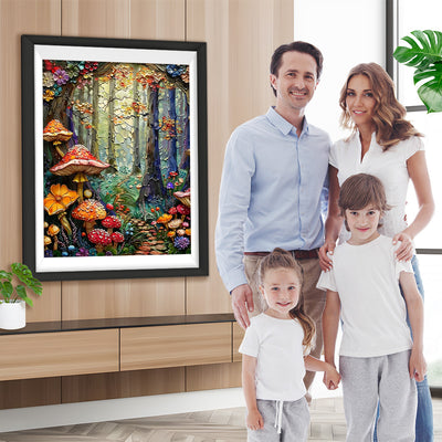 Abstrakte Pilze und Blumen im Wald Diamond Painting