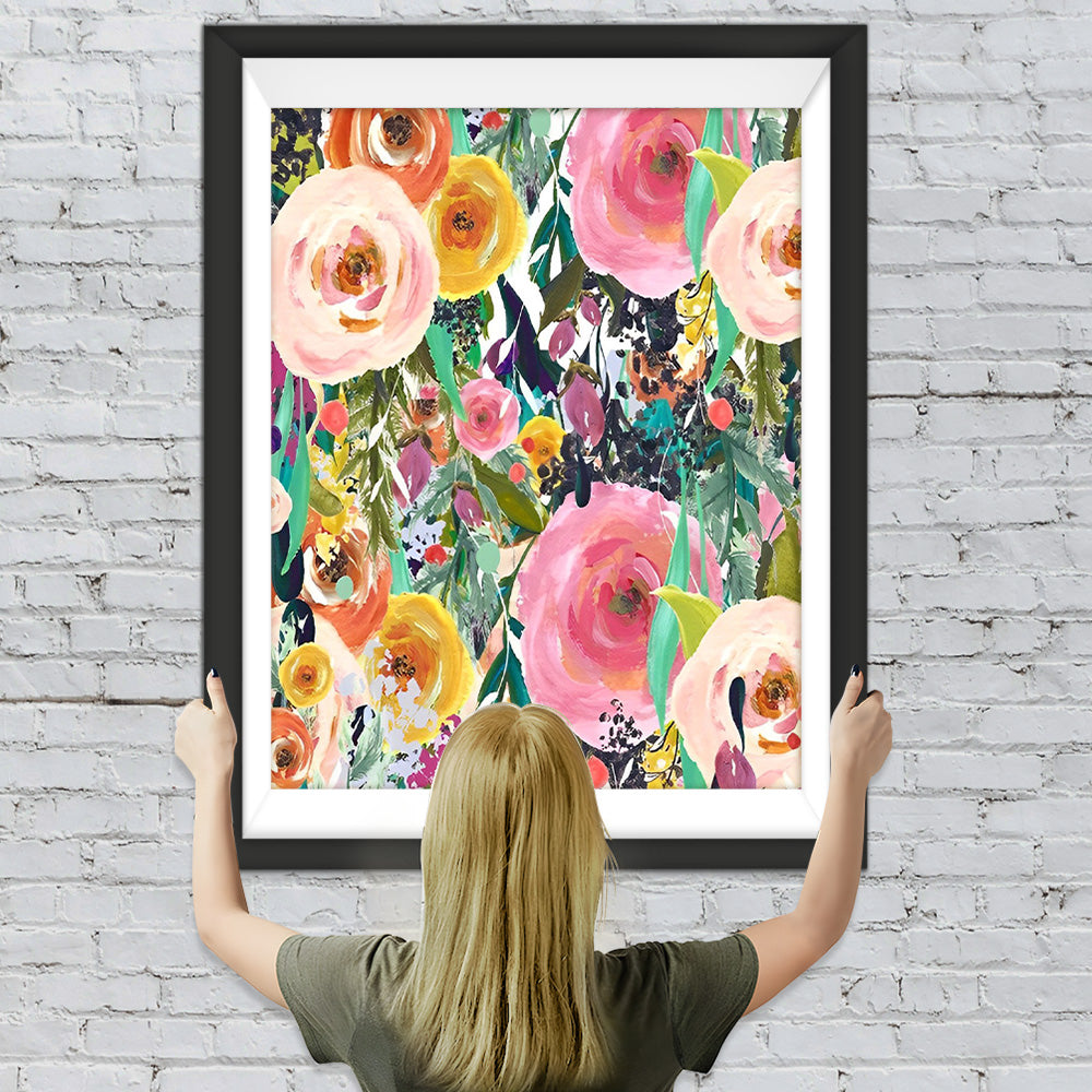 Abstrakte rosa Mohnblumen Diamond Painting