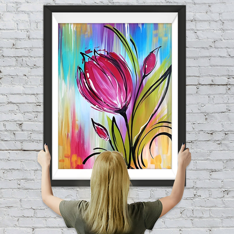 Abstrakte rosa Tulpe Diamond Painting